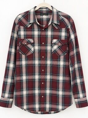 Banana Republic Men’s Large Plaid Western Pearl Snap Shirt 100% Cotton